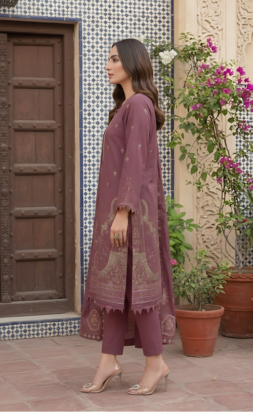 Mauve Dream – Embroidered 3-Piece Unstitched Suit